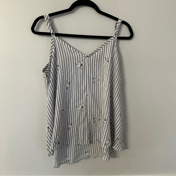Torrid Geese Striped Women’s Grey & White Sleeveless Blouse Sz 0, L, 12 GUC - Picture 7 of 7